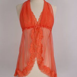 Frederick's of Hollywood NWOT Lace Sheer Mesh Babydoll Nightgown Negligee Slip